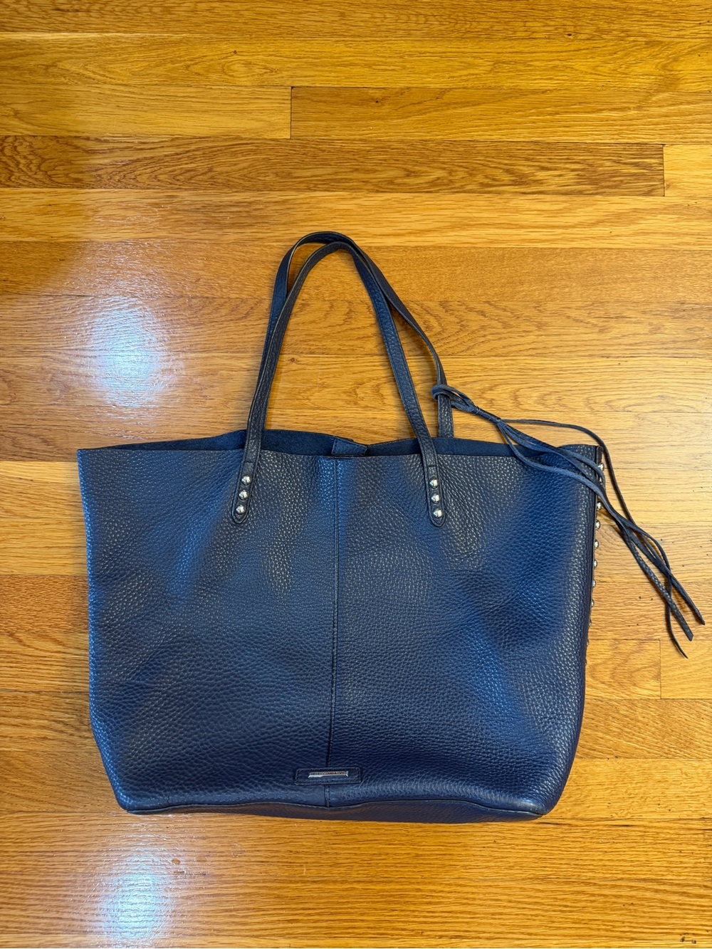 Rebecca Minkoff Medium Unlined Tote in Navy Blue with Silver